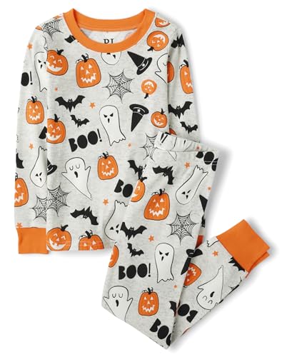 The Children's Place,Unisex Baby,and Kids, Sibling Matching, Holiday Pajama Sets, Cotton,Ghosts/Pumpkins Halloween,8