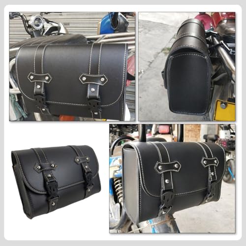 Alforja lateral y alforja trasera para motocicleta de cuero sintético con bolsa de almacenamiento miniatura 3