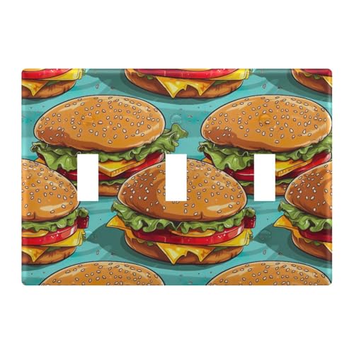 Light Switch Cover Hamburger Wall Plates for Electrical Outlets 3 Gang 202a8858
