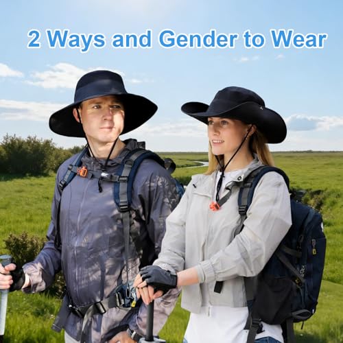 Image of Wide Brim Sun Hat for Men Women UV Protection Ventilated Summer Hats for Fishing Hiking Garden Beach