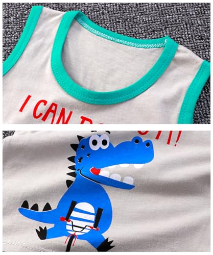 Image of Toddler Boys 4 PCs Tank Top and Shorts Set Summer Sleeveless Cotton Outfit
