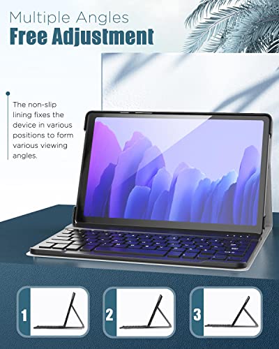 Moko Keyboard Case For Samsung Galaxy Tab A7 2020 10.4 Inch Model (Sm-T500/505/507), Pu Magnetic Cover Case With Removable Wireless Keyboard & Auto Wake/Sleep Supported, Denim Gray #TOP3