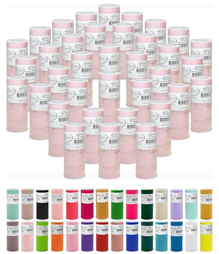 Image of Expo International Decorative Matte Tulle, Roll /Spool of 6 Inch x 25 Yards (Pack of 36), Polyester-Made Tulle Fabric, Matte Finish, Lightweight, Versatile, Washable, Easy-to-Use, Light Pink