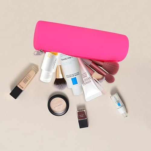 Miniatura 9 de Oyachic Colorido estuche de silicona para lápices cilíndrico, bolsa de lápices con cremallera, bolsa para lápices estética, bolsa para bolígrafos,