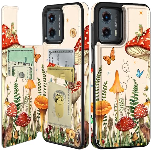 Étui Moto G 5G 2023 rabat aimanté motif champignon grenouille original