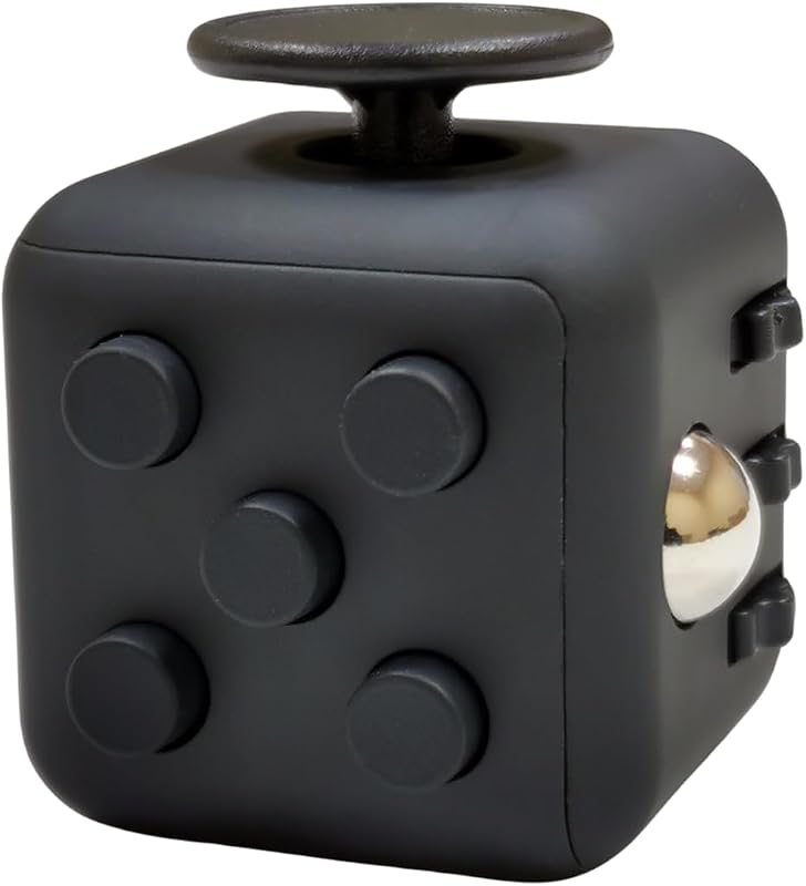 Premium Fidget Cube. Stress Relief Toy for Adults and Kids - Perfect for the Office and Home. Fidget Cube Toy. (Black)