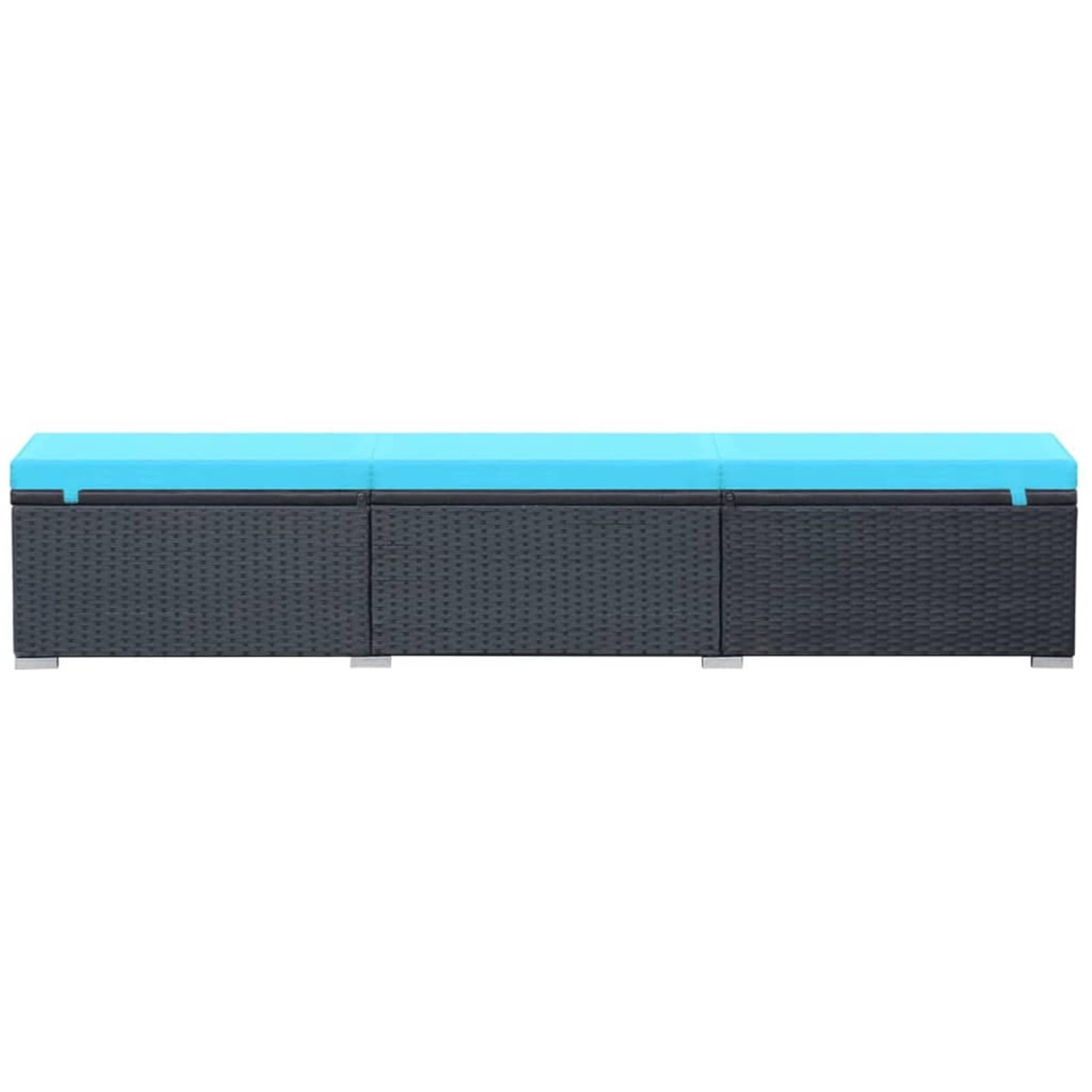 Gecheer Tumbona de Ratan Sintético Negro y Azul - 195x60x31 cm, Acolchada, Resistente al Agua, Ajustable, Fácil de Montar Modelo YHSLRZJ-44406ES