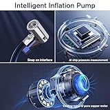 Digital Tyre Inflator,Tyre Inflator Portable Air Compressor Car Tyre Pump with 3 Nozzle Adaptors And Digital Led Light,12V Rapid Tyre Inflator Air Compressor for Car Tires and Other Inflatables - Image 3
