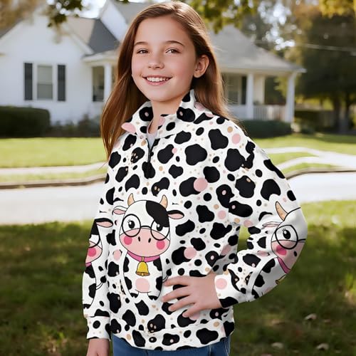 Image of AmzPrint Girls Graphic Quarter Zip Coat Long Sleeve Lightweight Oversized Athletic Running Hoodies For Kids Teen Girls
