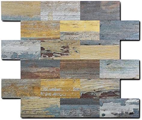Yipscazo Peel and Stick Stone Metal Wall Tiles, Stick on Tiles for Backsplash Kitchen, Bathroom, Laundry Room, Camper, Fireplace (12'' X 12'', 5 Sheets in Perisa)