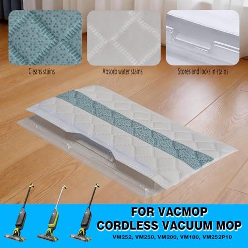 20 Counts Disposable Hard Floor Pad Refills for Shark VACMOP Pads, Compatible with VM252 & VMP32, for All Sealed Floors — 사진 3