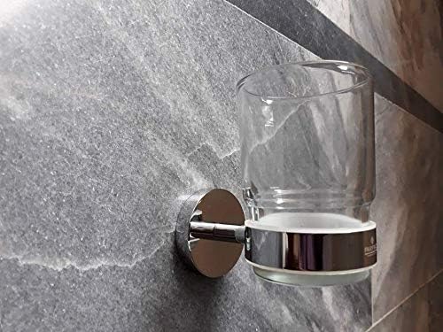 Pakfiaz Bathroom Accessories Brass Wall-mounted Toothbrush Holder, Single glass tumbler with holder tumbler with holder Toothbrush Holder, Tumbler Cup for Bathroom Wall Mount Toothpaste Holder