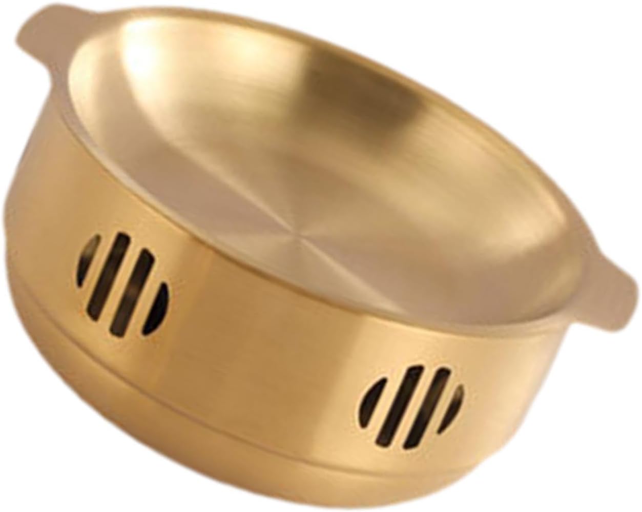 BBQ Warming Warmer Japanese Shabu Pot Double Ear Korean Household Wok Pan Nabe Pot for Picnic Restaurant Camping, Gold ，Gold