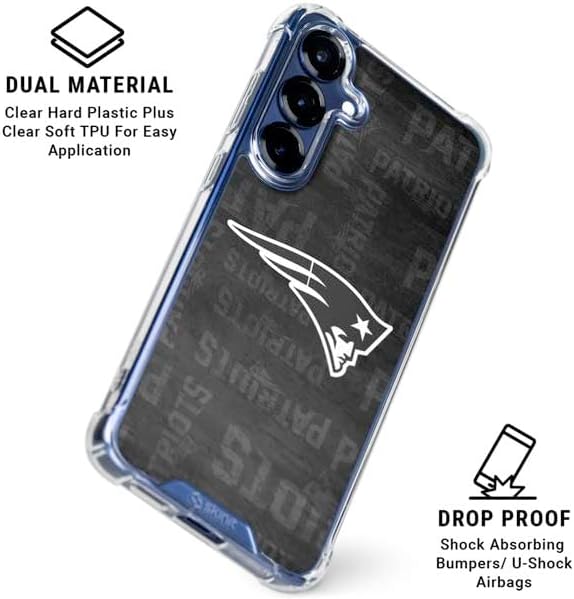 Skinit Clear Phone Case Compatible with Galaxy S25 - Officially Licensed NFL New England Patriots Black & White Design