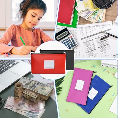 3 Pcs Geldtaschen Banktasche, Banktasche Leder Wasserdicht mit Fenster und Reißverschluss, Geldscheine Aufbewahrung, Dokumentenmappe A5, Geldmappe für Business Schule