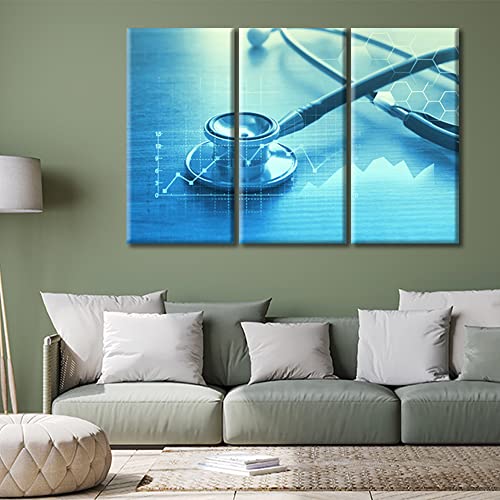 Image of TUMOVO Medical Examination Modern Home Decor 3 Panels Medical Pictures Canvas Wall Art Clinical Laboratory for Bedroom, Living Room, Office. Stretched and Framed Ready to Hang, 60 inch Wx40 H
