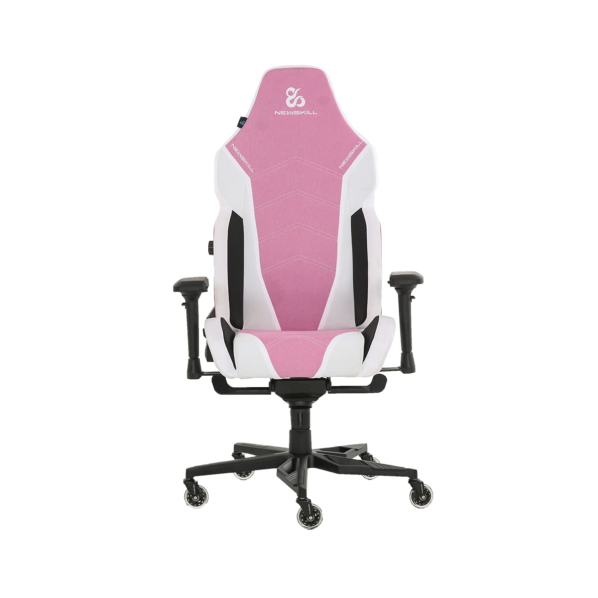 NEWSKILL Banshee - Silla Gaming, Tela Transpirable Premium, Cojín Cervical Viscoelástico Imantado, Ajuste Lumbar Reposabrazos 4D Carbono, Altura Ajustable, Ruedas EasySlide, Reclinable 180º, Rosa