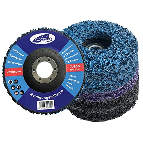 GOODWAY Reinigungsscheiben Set │ 5 Stück MIX │ Ø 115 mm CSD Schleifscheiben │ Grobreinigungsscheiben für Winkelschleifer │ Entfernen von Rost, Schweißnähten, Farbe und Oxidation