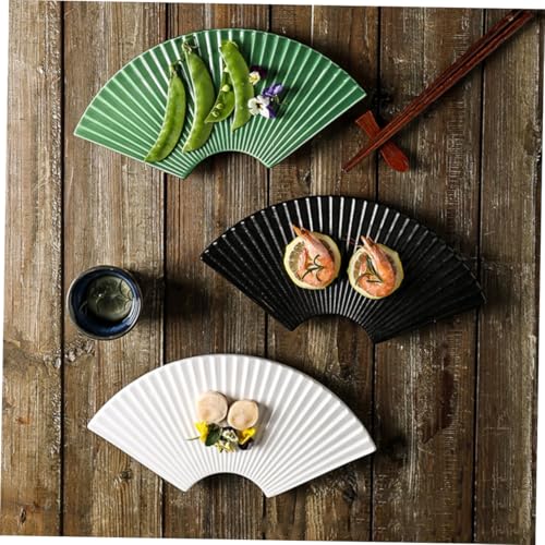 Plato cerámico japonés para sushi con forma de abanico miniatura 6