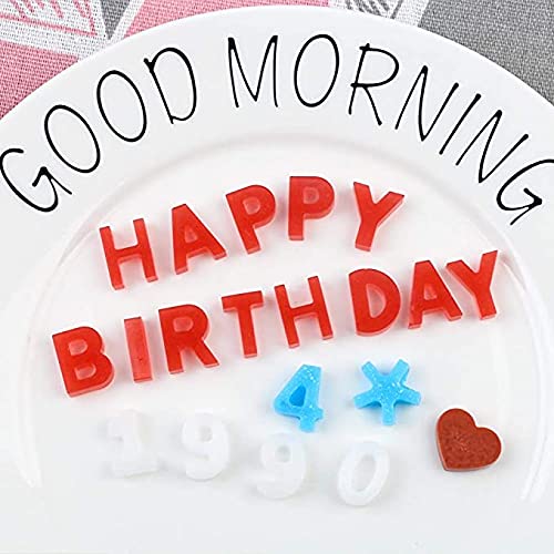 Chocolate Molds Silicone Alphabet Mold & Letter Mold With Happy Birthday Cake Decorations Symbols & Heart Chocolate Mold 2Pcs #TOP2