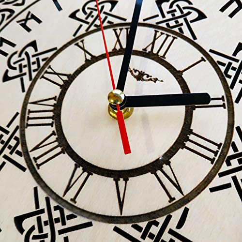 Shareart Celtic Symbols Silent Wood Wall Clock - Original Home Office Living Room Bedroom Kitchen Decor - Best Birthday Gift For Friends Men Woman - Unique Wall Art Design - Size 12 Inch #TOP3