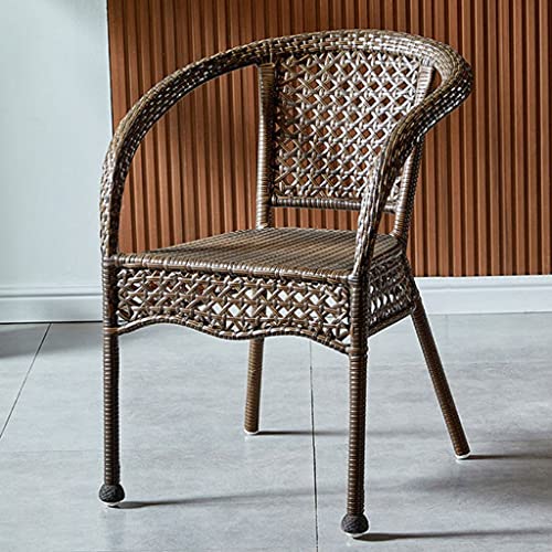N/A Outdoor Garden Chairs Leisure Chair Woven Wicker Chair Home Balcony Courtyard Armrest Chair Patio Furniture (Color : Brown) #TOP20