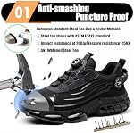 TimGross Safety Chaussures pour hommes acier orteil travail sneakers léger glissade sur la construction indestructible chaussures non-dérapantes