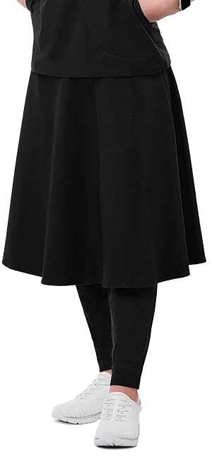 Jean 2-Pocket Flared Scrub Skirts for Women - Fashion Skirts Soft Fabric Scrubs Elastic Waistband Classic Fit