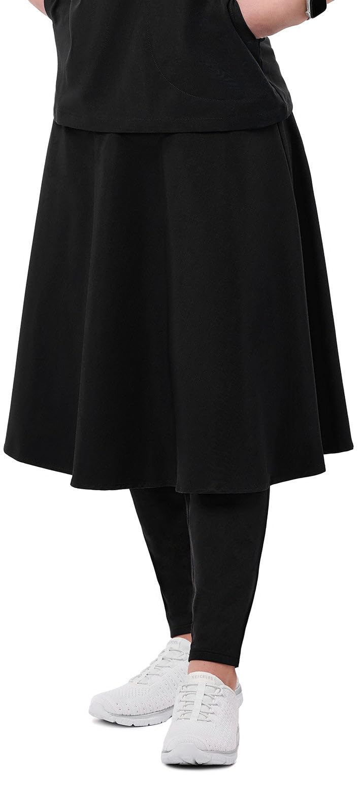Jean 2-Pocket Flared Scrub Skirts for Women - Fashion Skirts Soft Fabric Scrubs Elastic Waistband Classic Fit