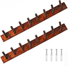 Luxury Wooden Wall Hook for Hanging Clothes Coat Hanger 8 Point (2 Pc) - Teak