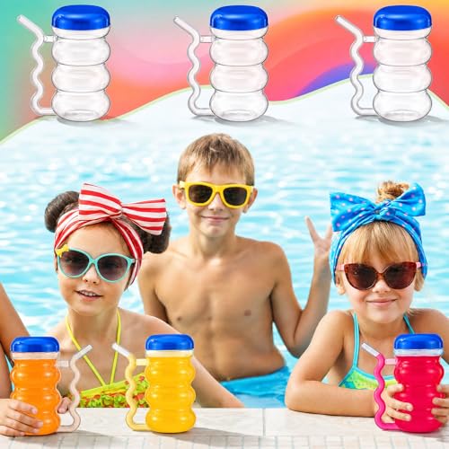 FoldTier 3 Pcs Sippy Cups 14 oz Easy to Grip Plastic Kid's Cup Where The Handle Is The Straw Clear Sippy Cups Spill Proof Mug for Everyday Use for Kids Elderly Disabled and Handicapped (Blue) - Image 7
