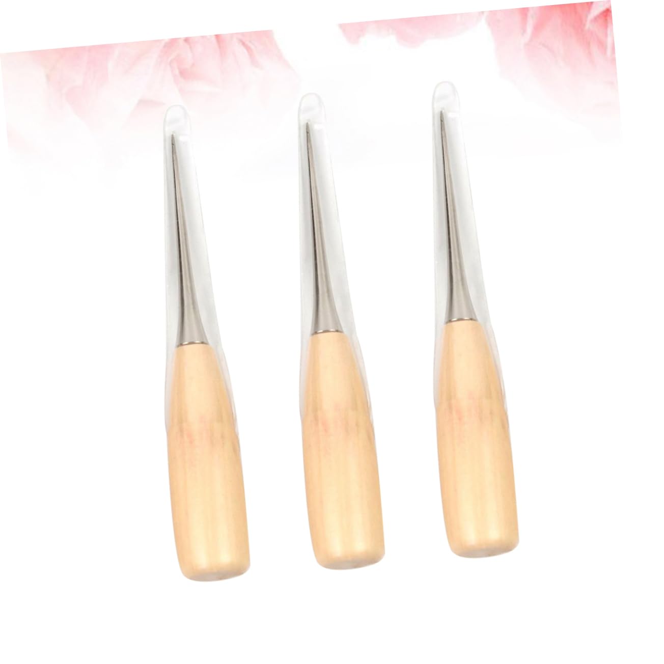 3pcs Solid Wooden Handle Round Hole Awl Essential Sewing Repair Tool Kit for Home