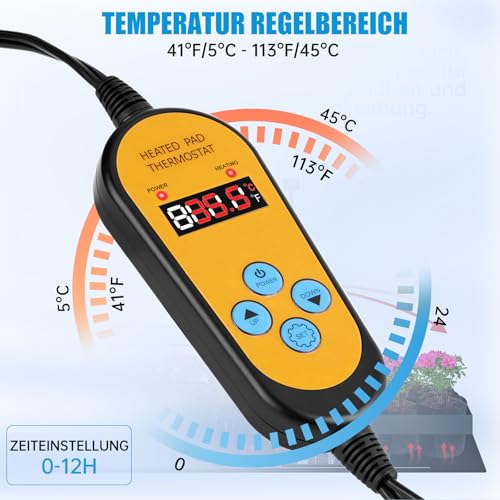 Heizmatte für Pflanzen Wadeo 52 x 25 cm mit Thermostat