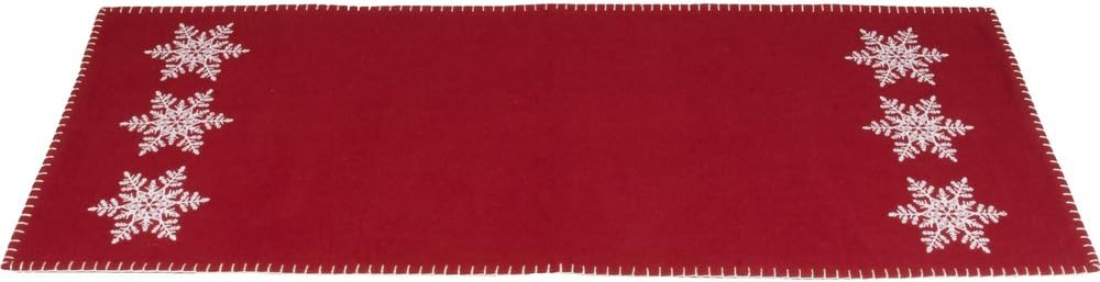 14x36 Snowflake Table Runner, Barn Red