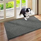 HOMEIDEAS Chenille Door Mat Indoor, 24"x36", Super Soft and Water Absorbent Mat, Low-Profile Entrywa