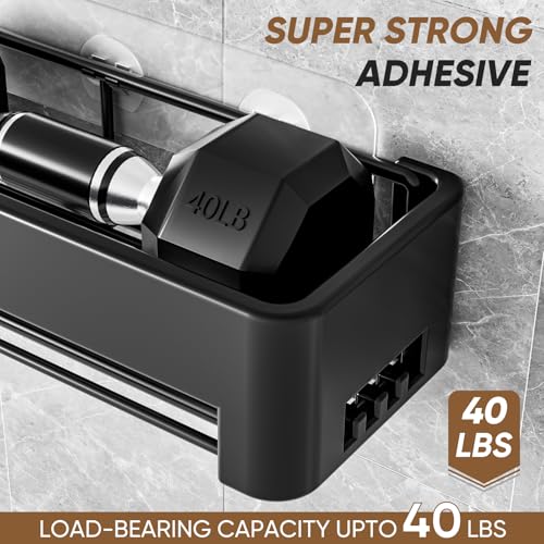 necvha Rustproof Shower Caddy, 4 Pack Shower Shelf No Drilling, 15.15in Large Capacity Shower Shelves Wall-Mounted Bathroom Organiser Storage (Black) - Cosy Home Interiors necvha Rustproof Shower Caddy, 4 Pack Shower Shelf No Drilling, 15.15in Large Capacity Shower Shelves Wall-Mounted Bathroom Organiser Storage (Black) - Image 4