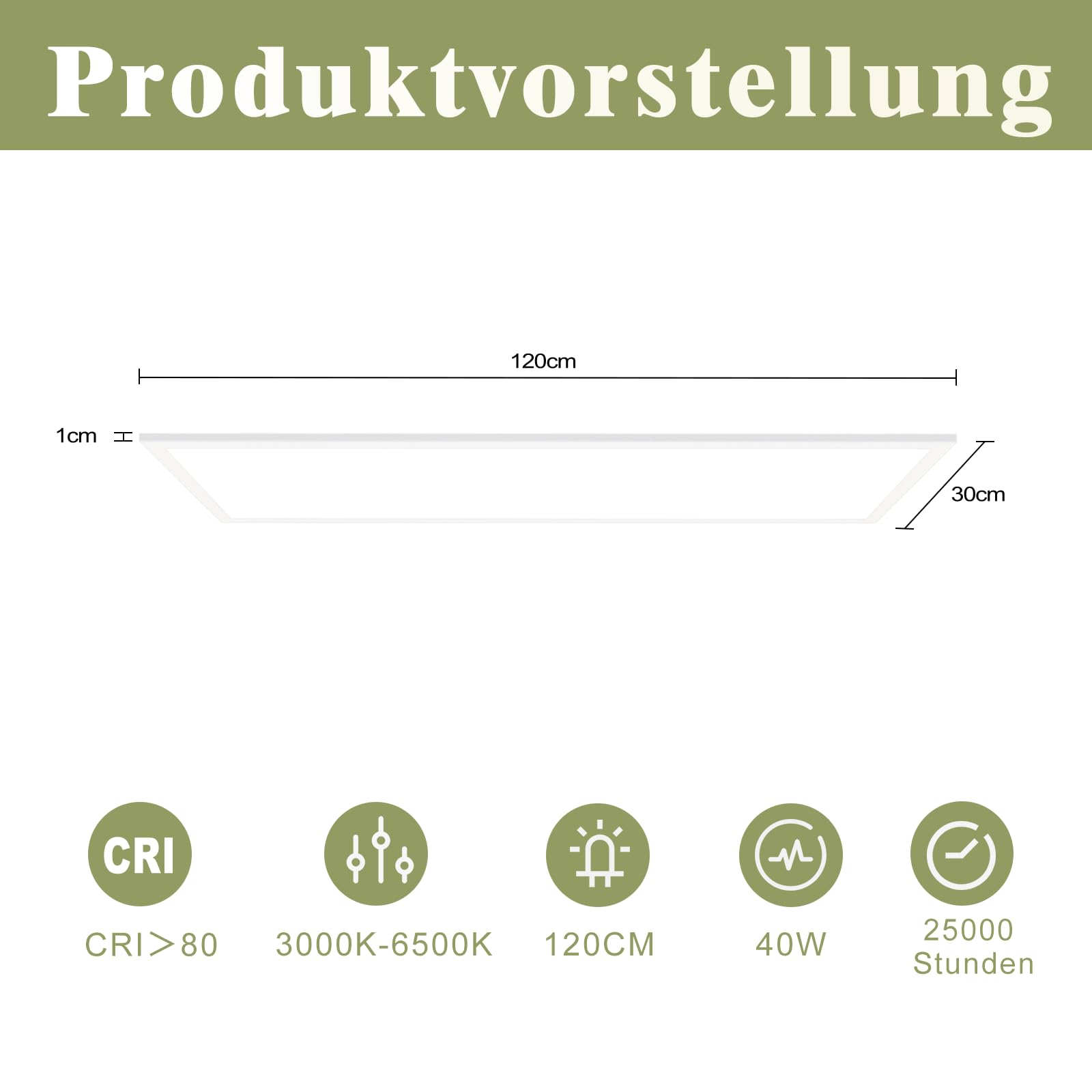ZMH LED Panel Deckenleuchte 120x30cm -Flach Deckenlampe Lang Rechteckig Deckenpanel Dimmbar Weiße 40W Tageslichtlampe mit Fernbedienung für Büro Küche Flur Wohnzimmer Schlafzimmer
