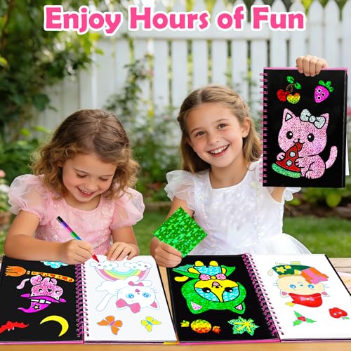 Image of FUNNYB&G Foil Art Craft Kit for Girls 4-10 Years Old: Mess-Free & No-Glue, Create 16 Sparkly Cute Little Cat Pictures - Perfect Travel Toy & Birthday Gift for Kids (Little Cat)