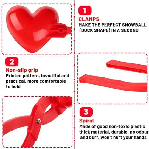 ZoneYan 3er Set Groß Schneeballzange, Schneeball Presse für Kinder, Robuster Schneeball Maker, Schneeball-Clip, Nie mehr Kalte Hände, Einfache Handhabung für perfekte