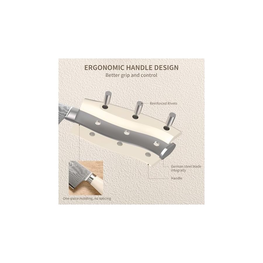 NANFANG-BROTHERS-Damascus-Kitchen-Knife-Set-14-Pieces-with-Shears-Sharpener-VG10-Damascus-Steel-ABS-Ergonomic-Handle-Wooden-Block-Storage-White NANFANG BROTHERS Damascus Kitchen Knife Set 14 Pieces with Shears & Sharpener - VG10 Damascus Steel, ABS Ergonomic Handle, Wooden Block Storage White