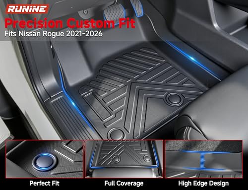Image of Floor Mats for Nissan Rogue 2021-2024 2025 2026(Not for Sport),All Weather Protection Custom Floor Mats Trunk Cargo and Car Windshield Cover Set for Nissan Rogue Accessories,Car Floor Liners