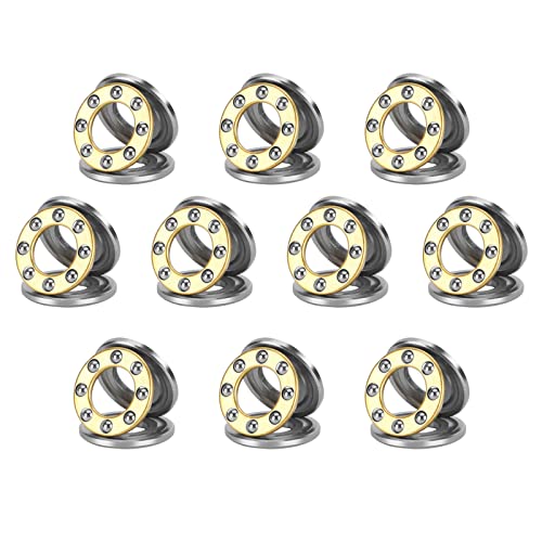 HiPicco Thrust Ball Bearings, 10pcs F7-13M Miniature Plane Axial Ball Bearing 3-in-1, 7mm x 13mm x 5mm Chrome Steel Single Direction