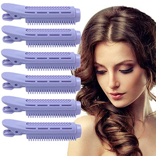 FOYOCER Volumizing Hair Roots Clip Natural Fluffy Curlers Clip No Heat Hair Curler Twist Hair Styling DIY Tool Rollers (6 PCS, Purple)