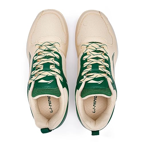 Image of Li-Ning Ultra Speed Non-Marking Badminton Shoe|Indoor Sports|Stability Heel, Prototypical Sole, Lightweight Shoe (Novelle Peach /Green,UK 10)