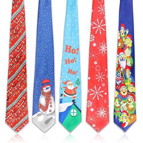 Preisvergleich Produktbild Qpout 5Pack Einmalige Weihnachtskrawatte Weihnachten Krawatte Festival Weihnachten Dekoration Krawatte Saison Party Krawatte- Schneeflocke Weihnachtsmann Schneemann