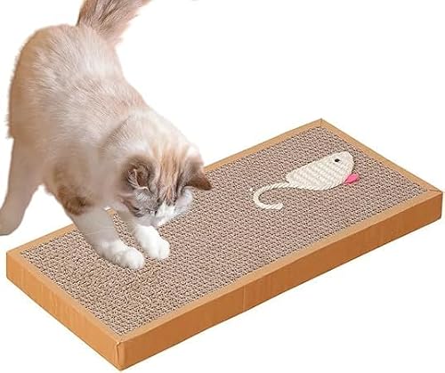 猫 爪研ぎ ネズミの模様付き 猫 爪とぎ 強化ダンボール 猫スクラッチャーマット とぎカスが出ない 猫 つめとぎ ねこ 爪切り不要の爪とぎボード 猫 爪研ぎ 段ボール 猫用爪とぎマット 爪研ぎ 収納簡単 (1個入り Sサイズ)