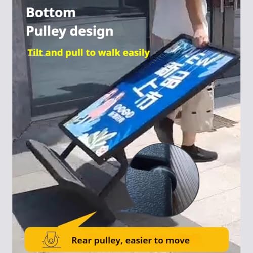 Soporte para carteles de exterior con base rellena, resistente al viento, soporte para letreros de acera con ruedas para negocios, publicidad, menú, guía