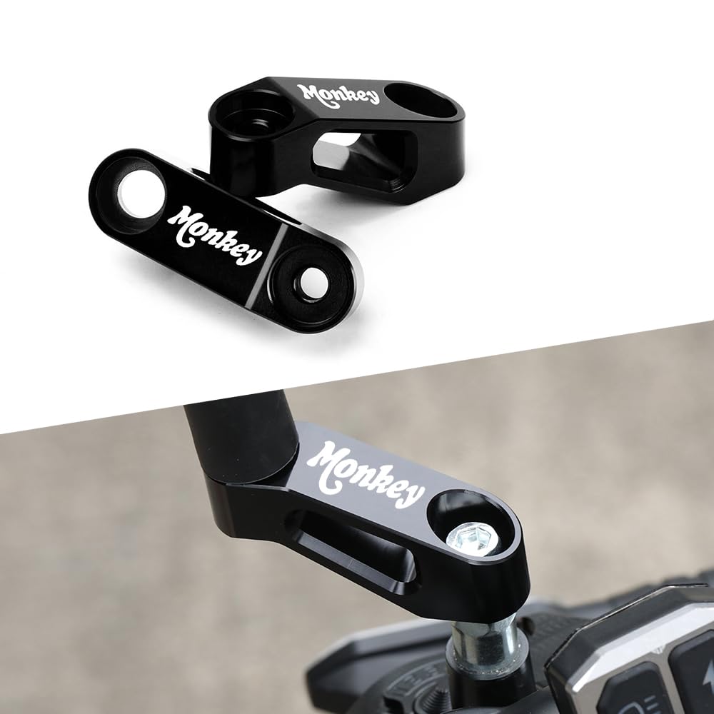 Modeer Kompatibel mit H.onda Monkey 125 / Z125 Jedes Jahr Motorrad Rückspiegel Riser Extender monkey125 Zubehör (Schwarz)