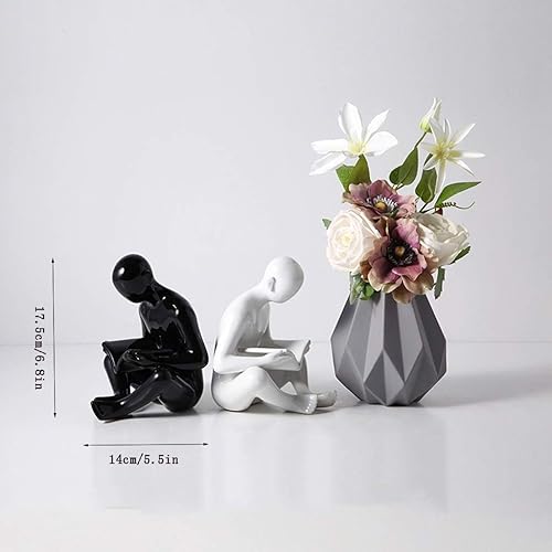 Miniatura 2 de Escultura de estatua de feng shui chino nórdico creativo simple personaje estatua abstracta escultura de cerámica estilo libro escultura estatua