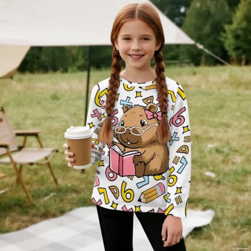 Image of WELLFLYHOM Long Sleeve T-Shirt for Boys Girls 3-16 Years Old Tee Tops Crewneck Pullover Shirts Fall Outfits